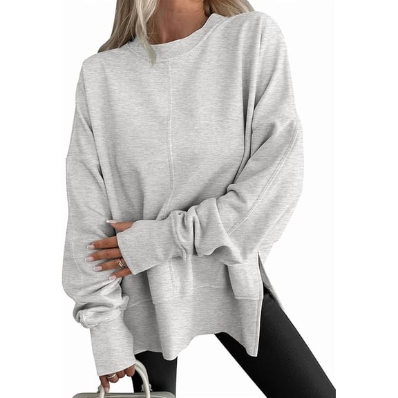 UZMOG Sweatshirt for Women, Fleece Oversized Womens Sweatshirt Thumbhole Long Sleeve Hoodies Shirts Side Slit Y2k Pullover Top