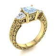 thumbnail image 2 of 6MM Square Aquamarine Wedding Special Bohemian Women Ring 925 Sterling Silver Gold Vermeil, 2 of 2