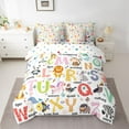 thumbnail image 2 of Homewish 26 Letters Alphabet 7 Pieces Bedding Comforter Set,Cartoon Animal Unicorn Full Bedding Set,Zoo Amianl Lions Fitted Sheet Flat Sheet For Boys Girls,Luxury Bedroom Decor Reversible, 2 of 8