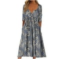 thumbnail image 1 of Robes Grande Taille pour Femmes Robe d'Été Décontractée à Manches Courtes Imprimée Col Rond Robe à la Cheville Robe à Manches Courtes en Liquidation, 1 of 5