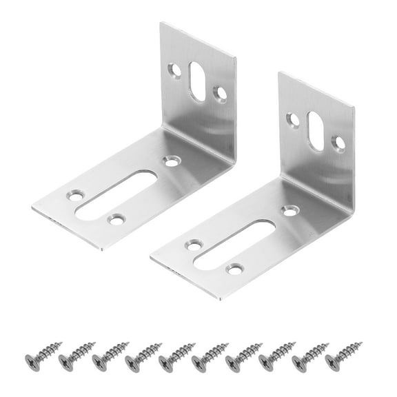 Uxcell 2 Pack Adjustable L-Shape Corner Brace, 57 x 83 x 45mm 2 Slot L Corner Brace Slotted Joint Right Angle Bracket with Screws for Fixing Furniture Wood Shelves Cabinet Shelf, Silver