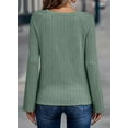 thumbnail image 4 of Mengpipi Womens Long Sleeve Shirts Casual Lightweight Pullover Crew Neck Tunic Tops Green, S(US 4-6), 4 of 5