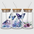 thumbnail image 3 of 5pcs Butterfly UV DTF Transfer Stickers, For Glass Tumbler, Waterproof Decals, Plastic Adhesive Label For Bottles And Cups Decor, 3 of 9