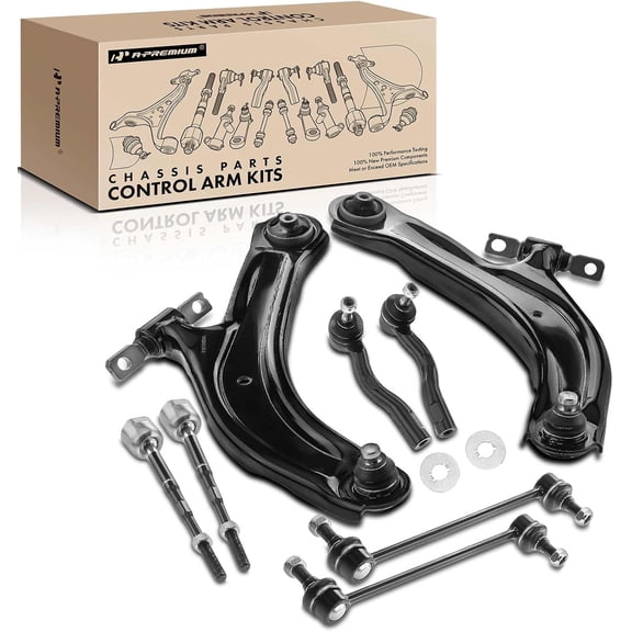 A-Premium 8Pcs Front Suspension Kit, Lower Control Arm Inner Outer Tie Rod End Sway Bar Links, Compatible with Nissan Sentra 2007 2008 2009 2010 2011 2012