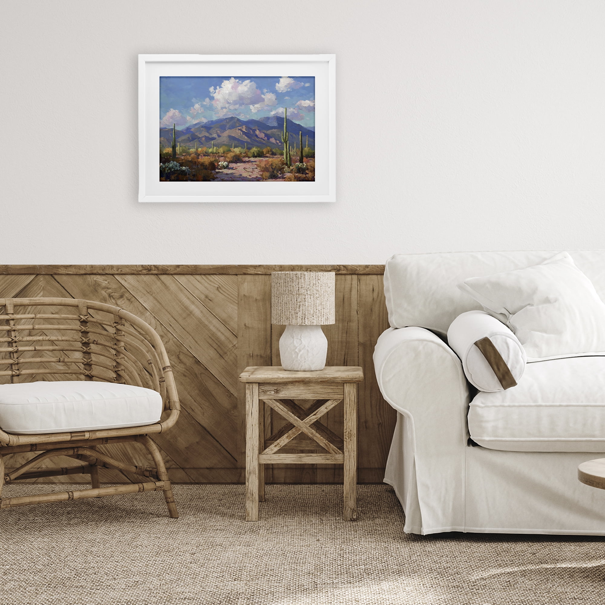 Stupell Industries Desert Mountains at Sunset Glow White Framed Print Under Glass, design by Gina Kelly