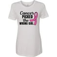 thumbnail image 3 of Inktastic Breast Cancer Awareness Cancer Picked the Wrong Girl Women's T-Shirt, 3 of 5