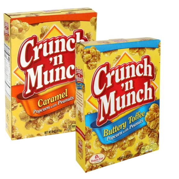 Crunch 'n Munch Popcorn with Peanuts Variety Pack, Caramel and Buttery Toffee, 6 oz, 2 Pack