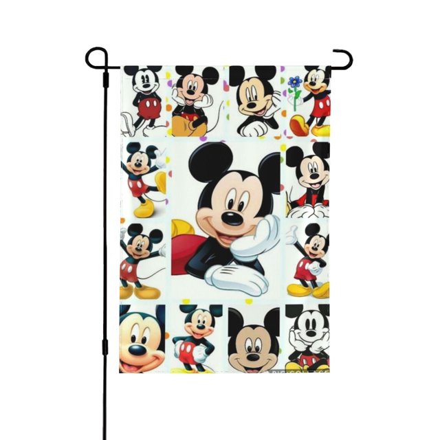 Bandera de jardín de temporada de Mickey Mouse, bandera de doble cara, bandera navideña para decoraciones navideñas al aire libre.