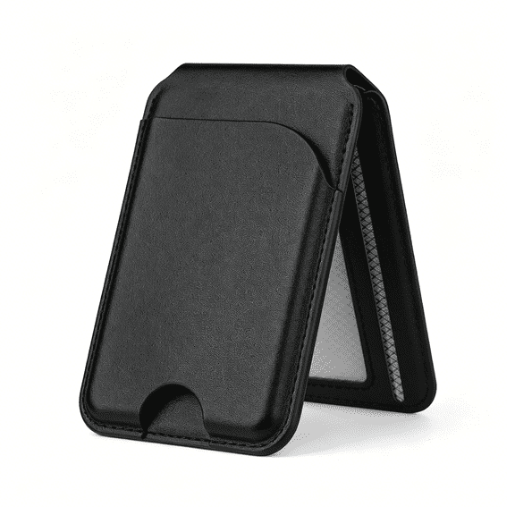 GASTROPOD Wallet, 5 Card-Holder, Magnetic Wallet with Adjustable Phone Stand, for Iphone 16/15/14/13/12 Series, Leather, Black