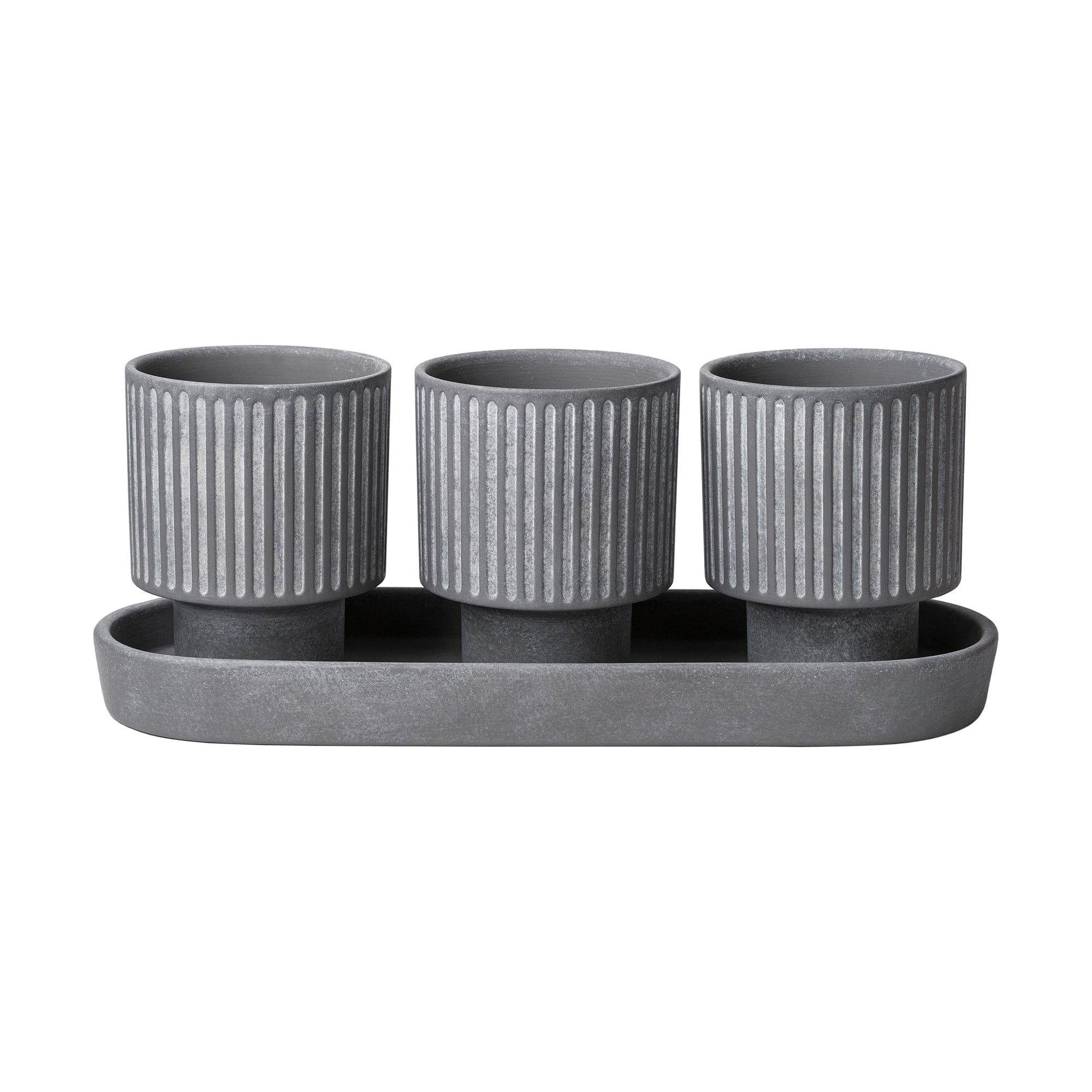 (2 pack) Better Homes & Gardens 4-Piece Ceramic Herb Planter, Gray