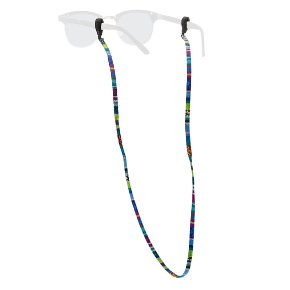 Chums Baja Print Glasses Retainer - Woven Sunglasses Eyewear Holder Strap (Blue Plaid)