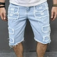 thumbnail image 2 of HCNTES Men's Casual Denim Shorts Classic Fit Summer Fashion Ripped Short Jeans(Blue,XXL), 2 of 9