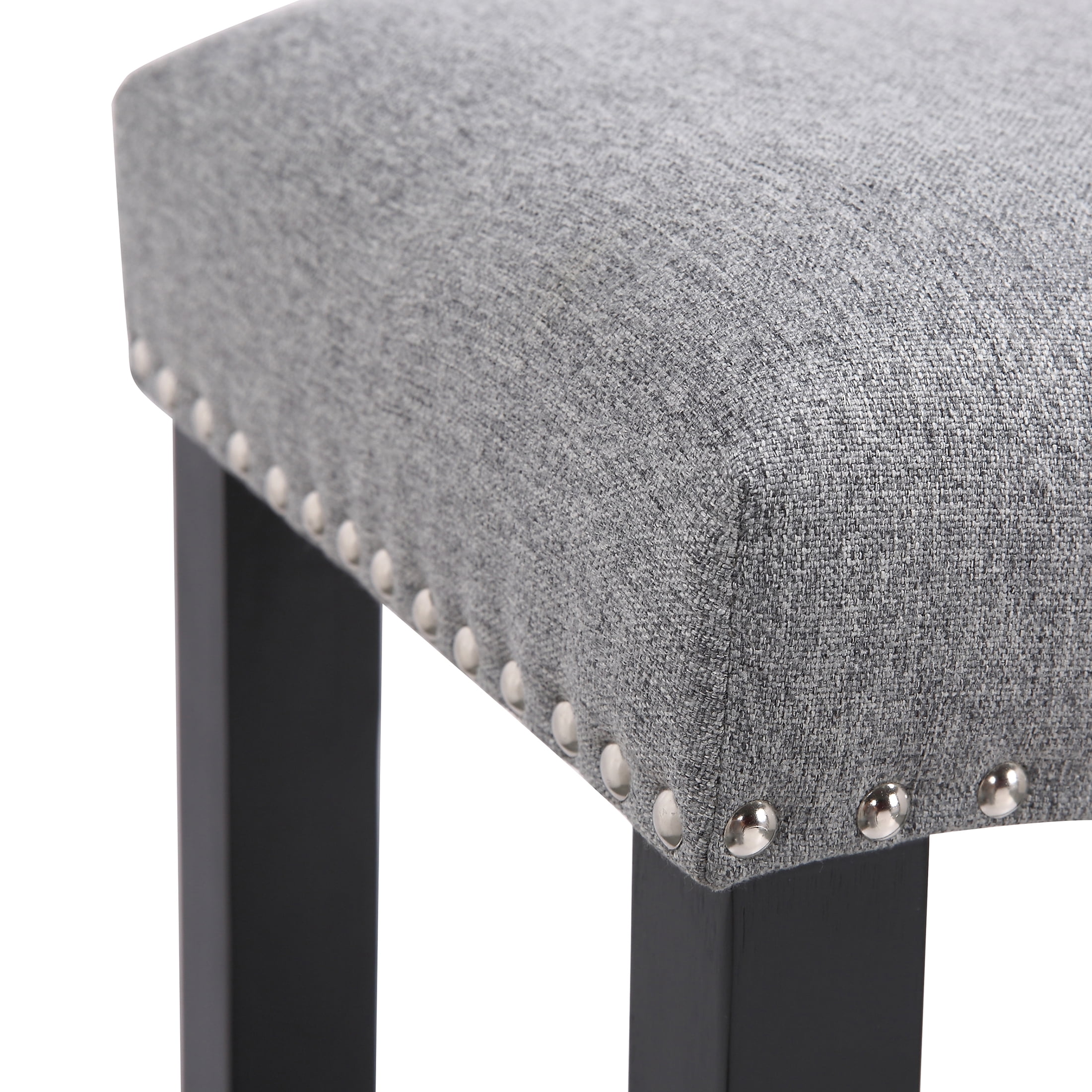 Polytrends Jameson Upholstered Polyester Black 29 Inch Bar Stool (Set Of 2) Black/Gray Metal Metal Upholstered Polyester Glam