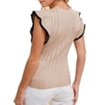 thumbnail image 5 of Women Slim Fit Puff Sleeve Casual Knit Tops Ruffle Sweater Vest Tanks, 5 of 6