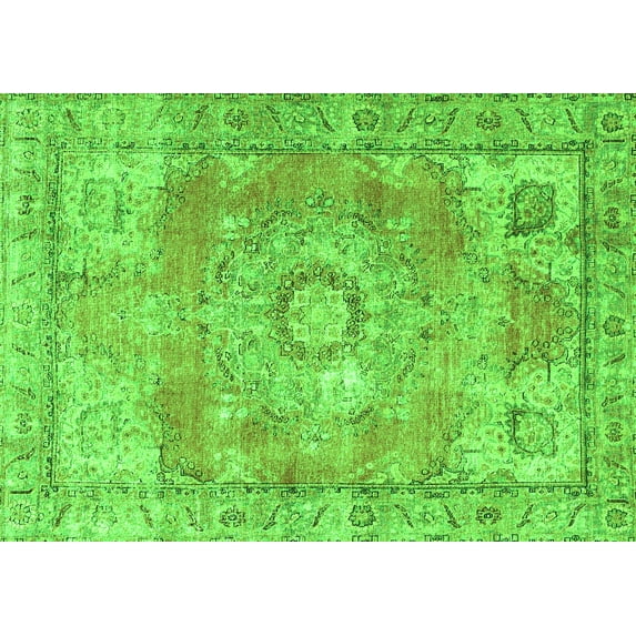 Ahgly Company Indoor Rectangle Medallion Green Traditional Area Rugs, 4' x 6'