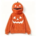 thumbnail image 4 of AHMOMEI Halloween Hoodies 3D Pumpkin Full Zip Mask Fuzzy Unisex Pumpkin Hoodie with 3D Hood & Large Kangaroo Pocket Soft Orange Sweatshirt for Halloween Party Daily Wear XL, 4 of 7