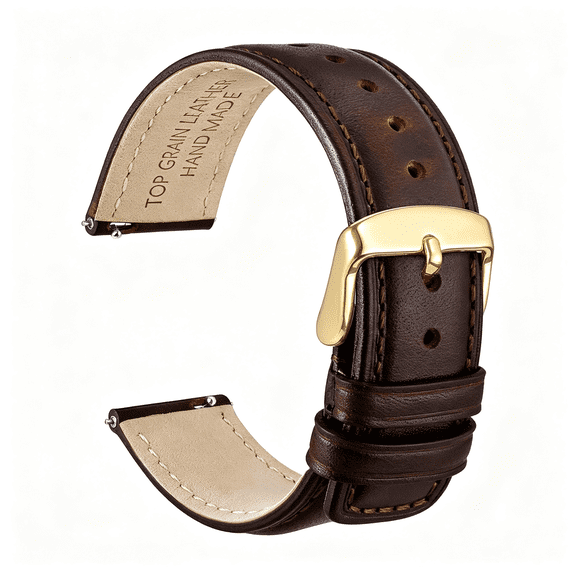 DESIGNICE Quick Release Watch Band,Distressed Genuine Leather,Stainless Steel ,Strap Width 18Mm 19Mm 20Mm 22Mm 24Mm Classic Leather Watch Bands for Men