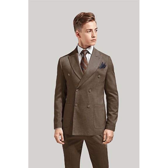 Boy's Slim Fit Double-Breasted 2-Piece Suit for Wedding, Prom, Formal Occasions Jacket & Pants