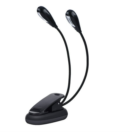 Led Music Light Music Stand Light,Clip On Music Stand Book Reading Mini Double Adjustable Arms Light LED Lamp Clip On Light ()