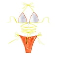 thumbnail image 4 of WREESH Womens Two Piece Swimsuit String Bikini Sets Metal Ring Bikini Set Love Drawstring Bikini Beach Bathing Suit Orange, 4 of 7