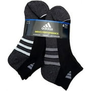 Adidas 6 Pairs Men's Low Cut Socks 6 Pack for Shoe Size 6-12 Black, Black, 6-12
