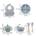thumbnail image 4 of Children's Tableware Set Baby Complementary Food Training Silicone Tableware 8pce Set Baby Suction Cups Bowls Baby Supplies, 4 of 7