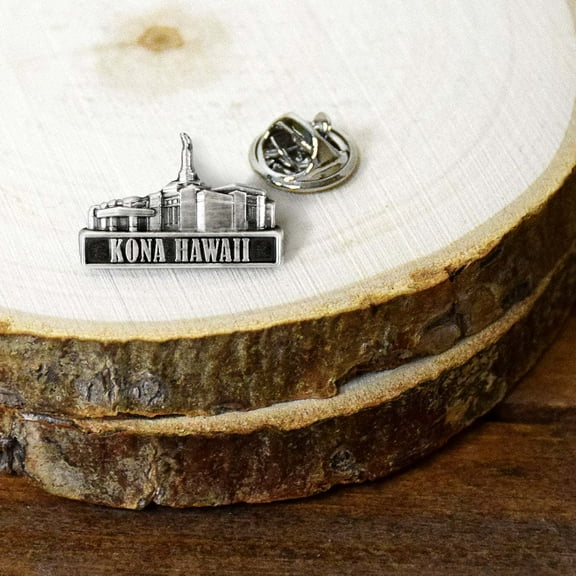 Kona Hawaii Temple 3/4" Antique Silver Temple Pin by Ringmasters
