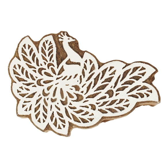IBA Indianbeautifulart Textile Printing Block Peacock Hand Carved Wooden Stamp Wood Block Printing Textile Stamps For Fabric/ Pottery Blocks,3 Inch