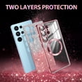 thumbnail image 2 of CASEFIV for Samsung Galaxy S25 Ultra Case,Compatible with MagSafe,Clear Magnetic Glitter Sparkle Luxury Plated Soft TPU Bumper Full Camera Lens Protector for Galaxy S25 Ultra,Rose Gold, 2 of 7