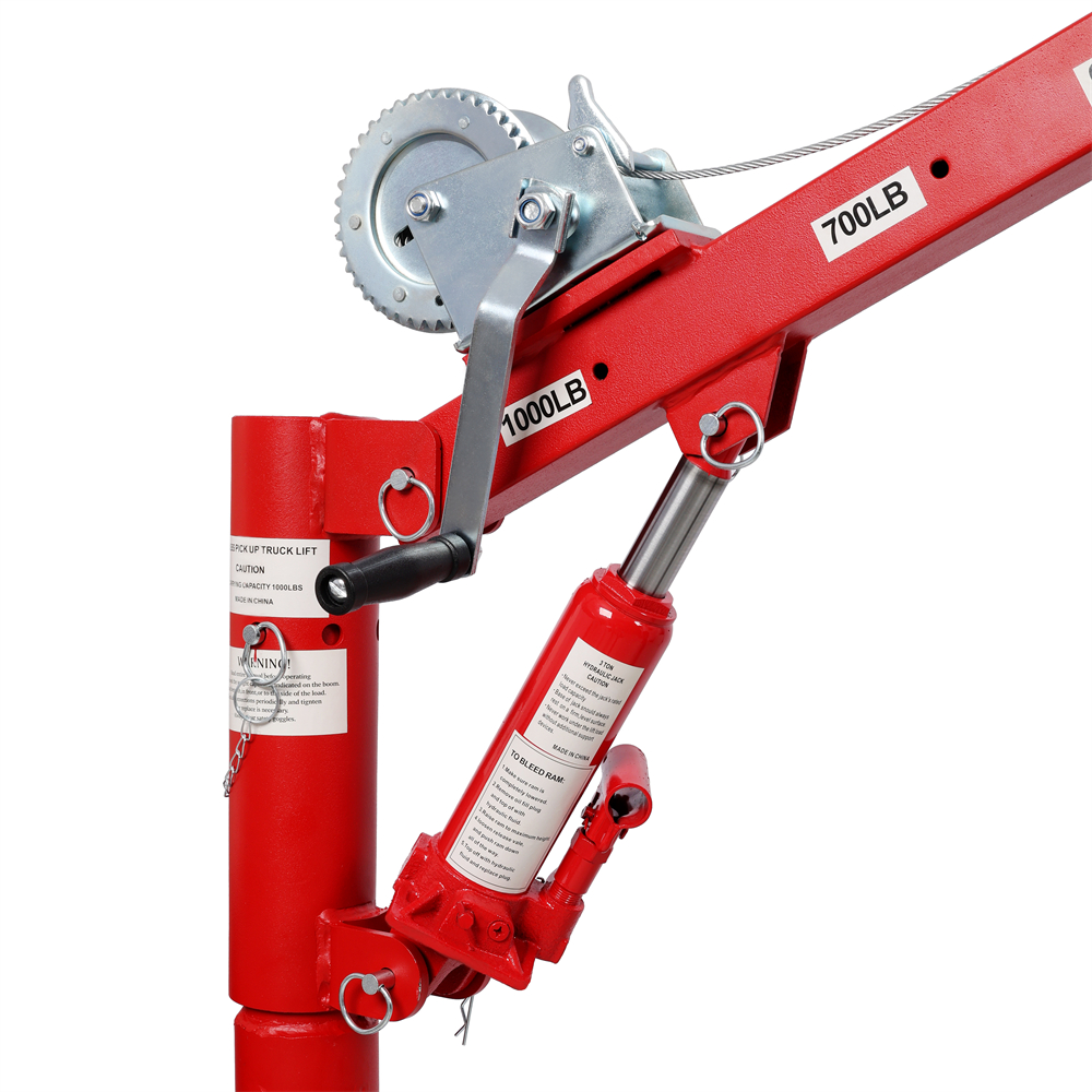 1100lb New Folding Truck-Mounted Bed Crane Quick Removal Design Hoist Lift, Steel Pickup Truck Jib Cranes 360 Swivel for Factory, Warehouse, Construction