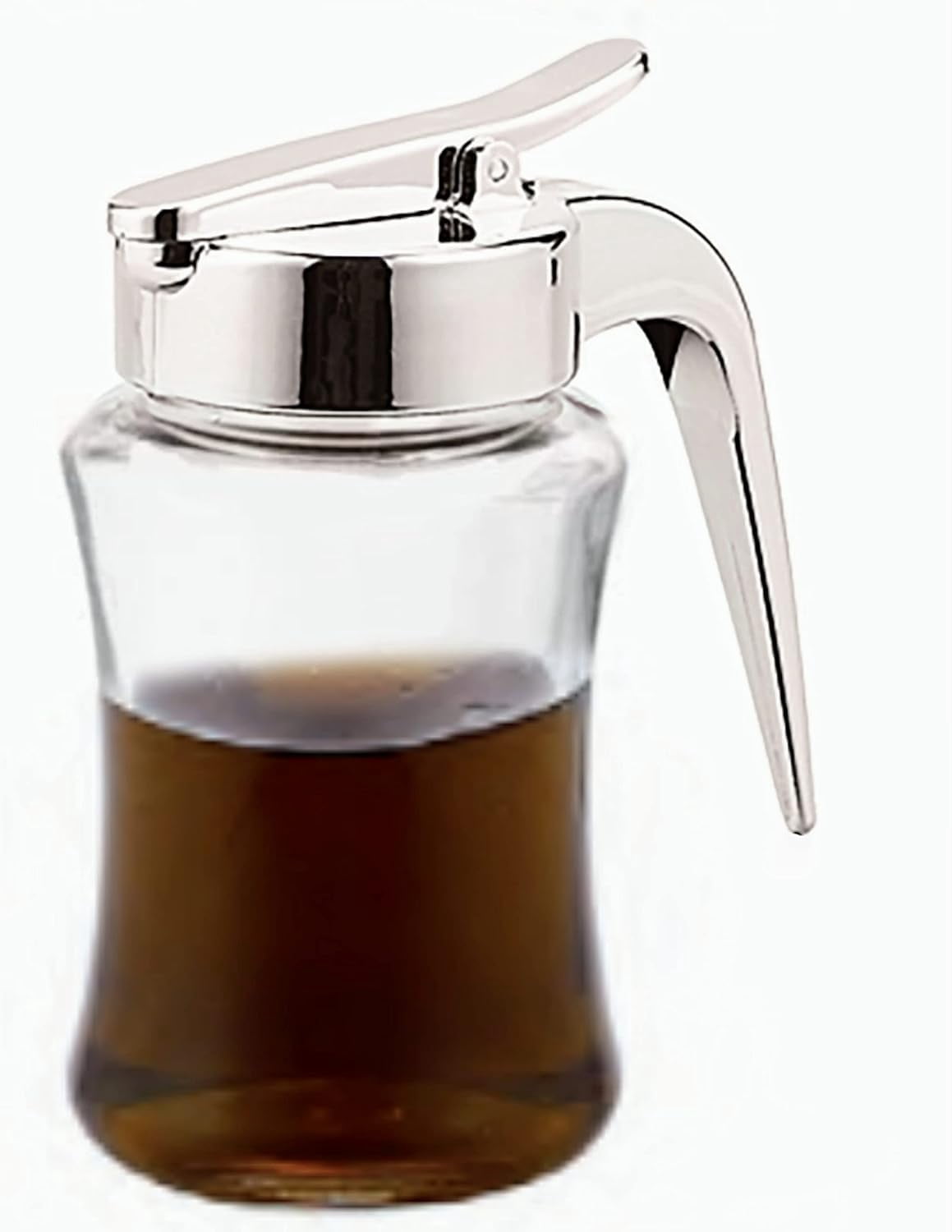2-pack Glass Syrup Dispenser Bottle For Maple  Honey Pot Or Sugar Jar W/handle Shaker Pancakes Coffee Cereal Bowl Tea Pour Spout Lid Easy Spoon Measure 7.5oz Container Holder
