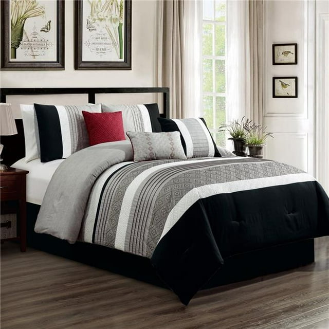Elight Home 21307K Callie Emborideried Ensemble de Couette 7 Pièces &44; Très Grand