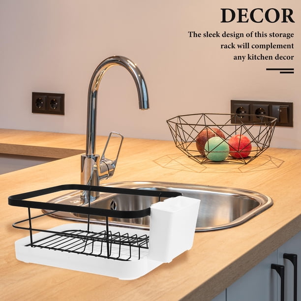 UPOUART 1Jgo Estante De Platos Para Cocina Negro Con Organizador Multifuncional Para Utensilios