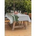 thumbnail image 3 of Outdoor Tablecloth with Umbrella Hole for Patio/Picnic/Party/Camping, Dark Green Striped Waterproof Table Cloth Rectangle Table Cover Washable, Abstract Modern Geometric Stripes (60"x 102"), 3 of 8