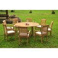 thumbnail image 4 of Grade-A Teak Dining Set: 8 Seater 9 Pc: 60" Round Table And 8 Mas Stacking Arm Chairs Outdoor Patio WholesaleTeak #WMDSMS12, 4 of 4