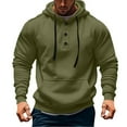 thumbnail image 2 of BOOMNY Mens Hoodies Long Sleeve Hoodie for Men Solid Color Buttons Soft Warm Pullover Hooded Sweatshirt Cozy Fall Winter Hoodies With Pocket, 2 of 4