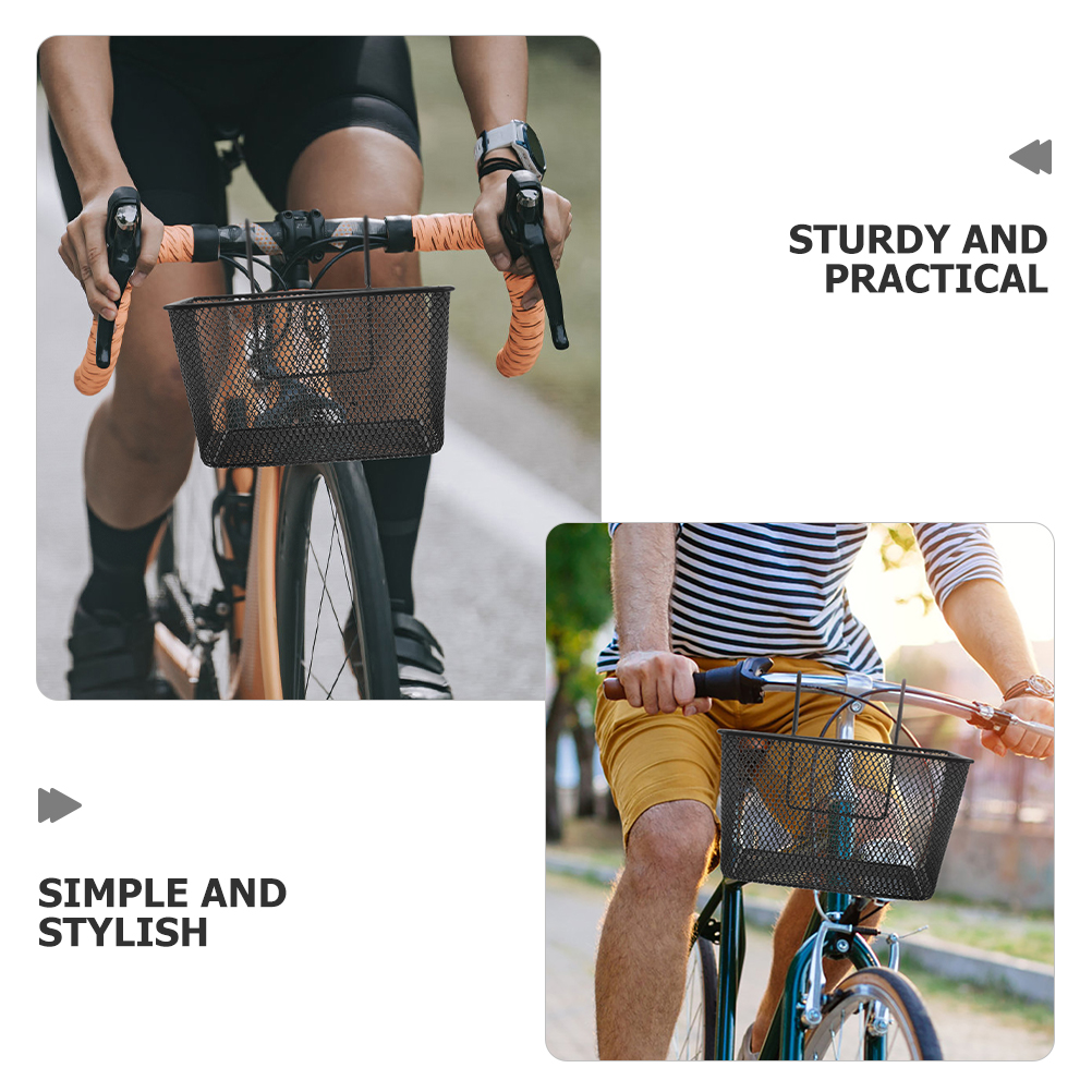 ELAYARD 2-Pack Black Bike Basket Rectangular Storage Carrier for Cycling and Outdoor Use