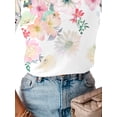 thumbnail image 4 of ORQ Women Flower Print Short Sleeve Round Neck T-shirt Top, 4 of 4