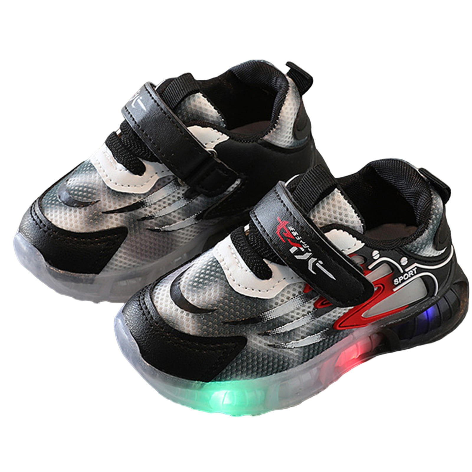 Hessimy Toddler Girls Kids Sneakers Sparkle Breathable Lightweight Strap Non Slip Hook and Loop Closure(Black,11.5)