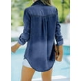 thumbnail image 2 of ORUYROP Sidefeel Women Distressed Washed Long Sleeve Shacket Raw Hem Ripped Jackets, 2 of 6