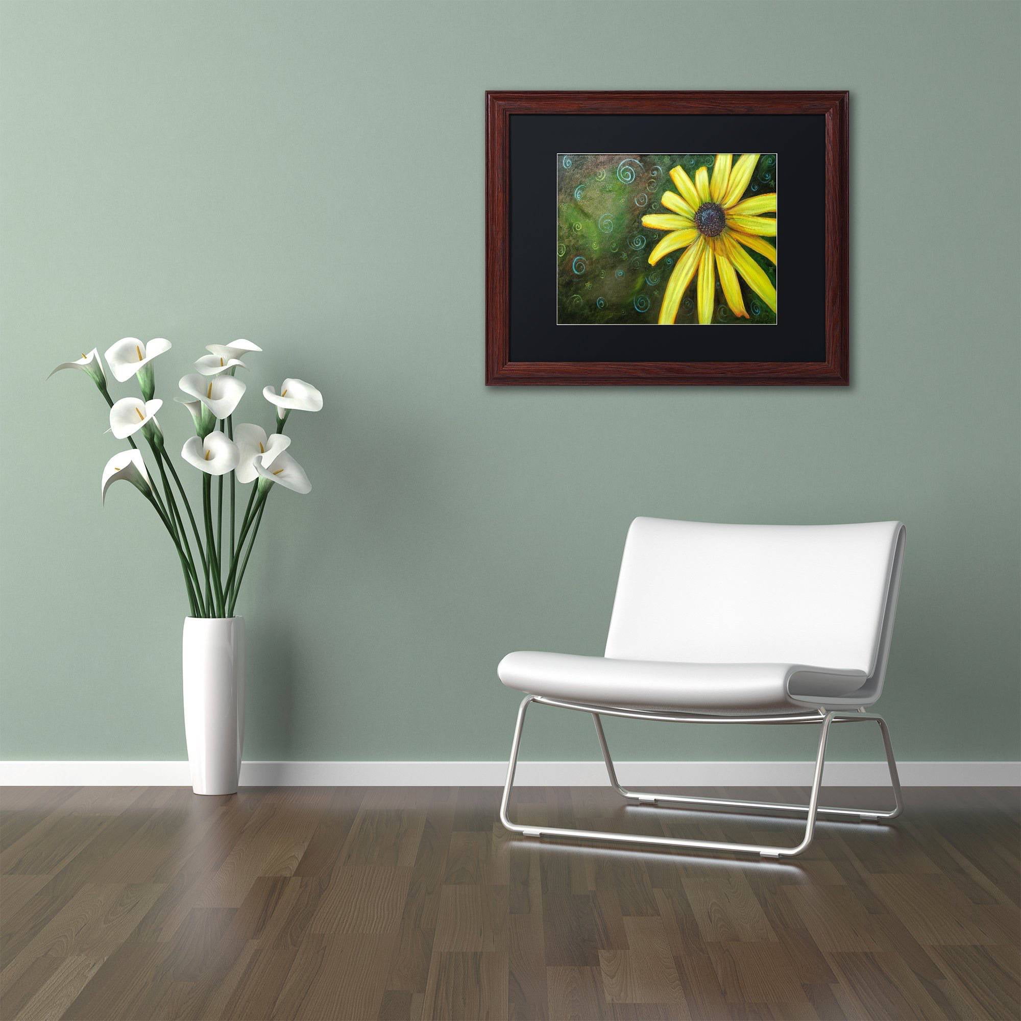 Trademark Fine Art "Black Eyed Susan" Canvas Art by Jennifer Redstreake Black Matte, Wood Frame