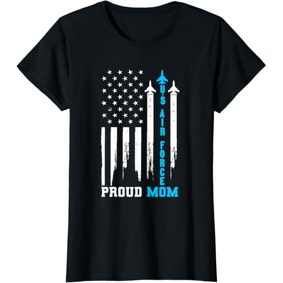 Proud US Air Force Mom Rocket America Flag Mother's Day T-Shirt