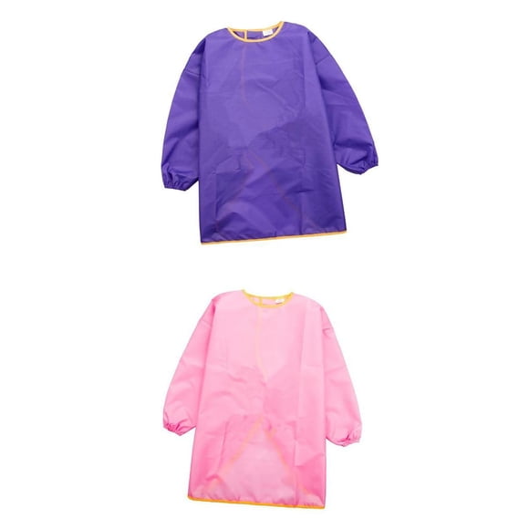 Delantal impermeable de manga larga para niños , de cocina con pintura M + rosa