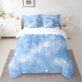 thumbnail image 2 of Manfei Chic Stars Pattern 7-Piece Twin Bedding Sets,Dreamy Universe Galaxy Bedding Comforter Set,White Blue Sheet Sets For Boy Girls,Ultra Soft Home Decor Reversible, 2 of 8
