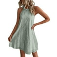 thumbnail image 1 of TSADFHJI Jupes en Jean pour Femmes Mini Design Personnalité Été Dentelle Couleur Unie Robe Sans Manches m Vert, 1 of 2