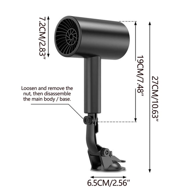 Eoozwa Portable Car Heater Handheld Fast Heating Defroster and Defogger With Two Speed Settings ABS Metal Construction for Vehicle Use