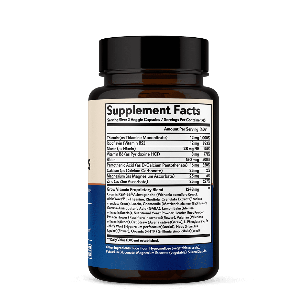 Grow Vitamin Adrenal Stress Support with Ashwagandha AlphaWave 90 Capsules