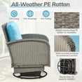 thumbnail image 4 of 3-Piece Outdoor Swivel Rocker Chairs, 360° Patio Rattan Wicker Swivel Rocking Chair Set with Thickened Cushions and Glass Coffee Table, Max Weight 360 LBS, Light Blue, 4 of 8
