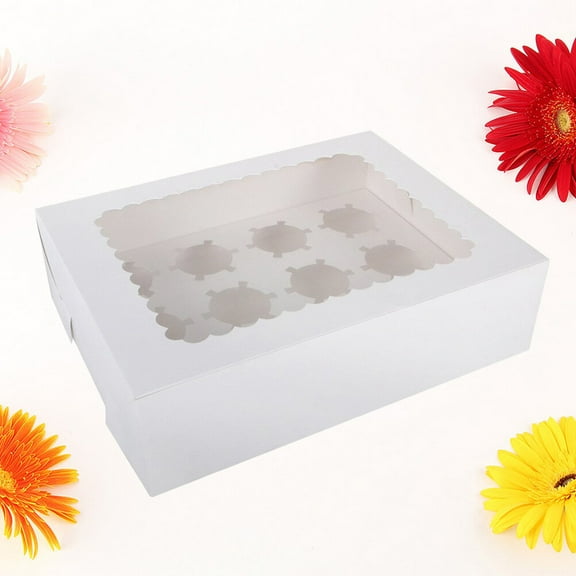 UEETEK  12 Cavity Cupcake Container Simple Practical Design White