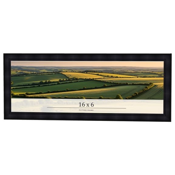 16x6 Frame Black Passaggi Solid Wood Picture Frame Width 1.5 Inches | Interior Frame Depth 0.5